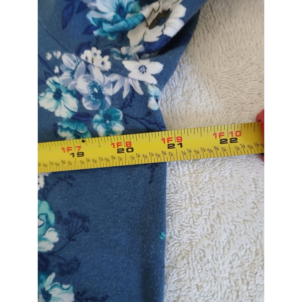 Croft & Barrow Women Size XL Blue Floralโ Mock Neck Long Sleeve Cotton Pullover - Picture 12 of 15
